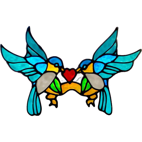 Two Birds Heart Double Sided Printed Acrylic Suncatcher Window Ornament