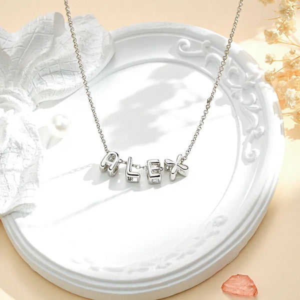 Custom Name 3D Bubble Balloon Letters Necklace Fantastic Gift