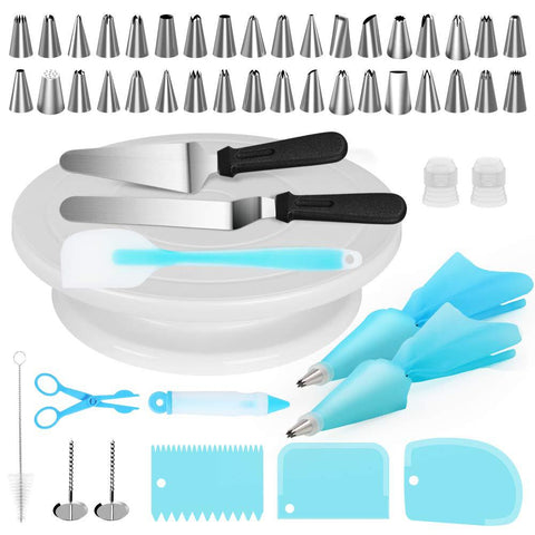 52 Pce Piping Icing Pastry Nozzles Tips Bags Turntable Scrapers Cake Decorating