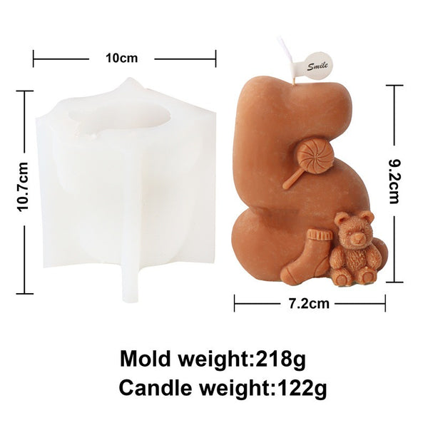 Christmas 0-9 Numbers Santa Claus Snowman Reindeer Mold Mould Candle Epoxy Resin Soap Making