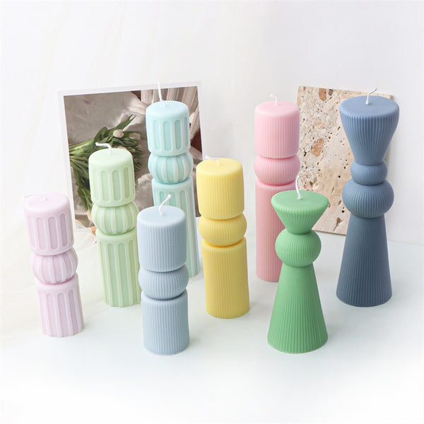 Striped Ribbed Geometric Silicone Mold Mould Candle Epoxy Resin Soap 8 Designs