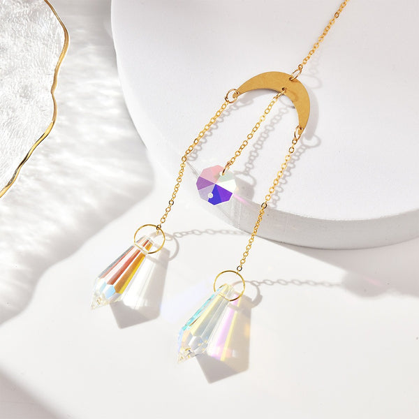 Sun Moon Star Crystal Pendant Suncatcher Sun Catcher Garden Ornament Gold Silver