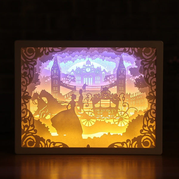 3D Shadow Paper Carving Battery Bedside Nursery Light Lamp
