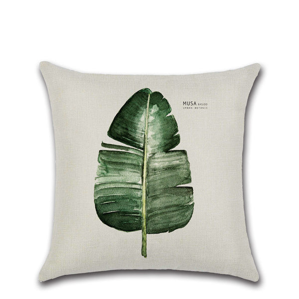 Plant Leaves Banana Aspidistra Monstera Fern Square Cushion Cover 45cm