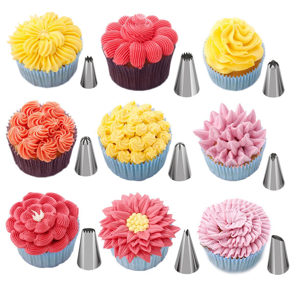 46 Pce Piping Icing Nozzles Tips Bags Scrapers Flower Nails Cake Cupcake Decorating