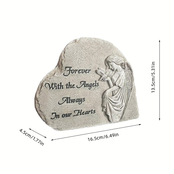 Heart Shaped Pet Memorial Plaque Monument Outdoor Garden Resin Dog Cat