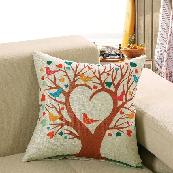 Scandi Nordic Printed Cushion Cover Deer Fish Owl Cat Linen Look 40cm 45cm 50cm