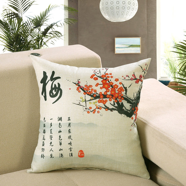 Scandi Nordic Printed Cushion Cover Deer Fish Owl Cat Linen Look 40cm 45cm 50cm