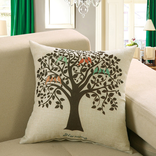 Scandi Nordic Printed Cushion Cover Deer Fish Owl Cat Linen Look 40cm 45cm 50cm