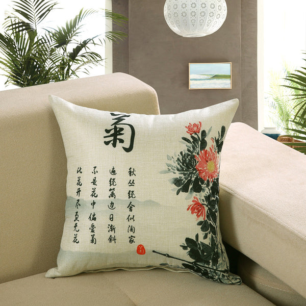 Scandi Nordic Printed Cushion Cover Deer Fish Owl Cat Linen Look 40cm 45cm 50cm