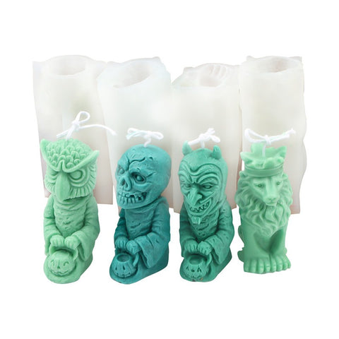 Dwarf Skull Lion Owl Figures Silicone Mold Mould Candle Epoxy Resin Soap