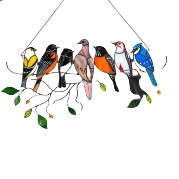 Bird On Branch Stained Glass Look Acrylic Suncatcher Window Ornament