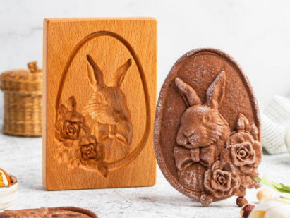 Beechwood Wooden Rabbit Squirrel Cat Sheep Biscuit Cookie Embossing Stamp Mold