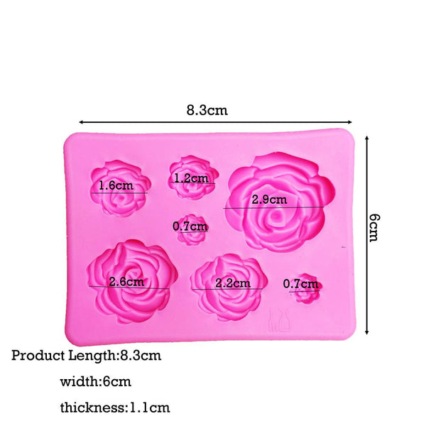 3D Rose Flower Shape Silicone Mold For Fondant Icing Sugarcraft Cake 0.7 - 2.8cm