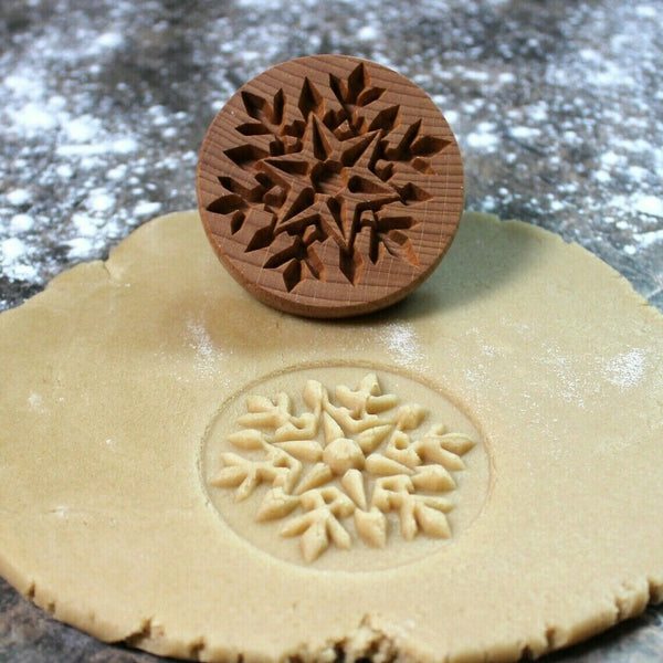 Beechwood Wooden Mandala Flower Floral Spiral Biscuit Cookie Embossing Stamp Mold