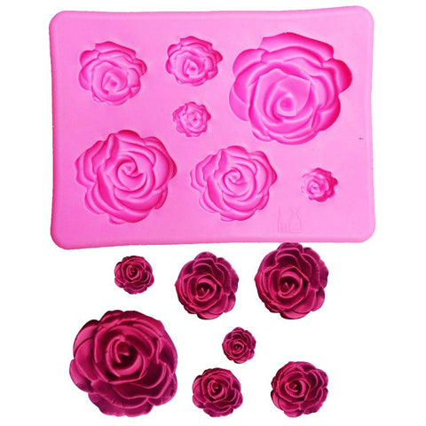 3D Rose Flower Shape Silicone Mold For Fondant Icing Sugarcraft Cake 0.7 - 2.8cm