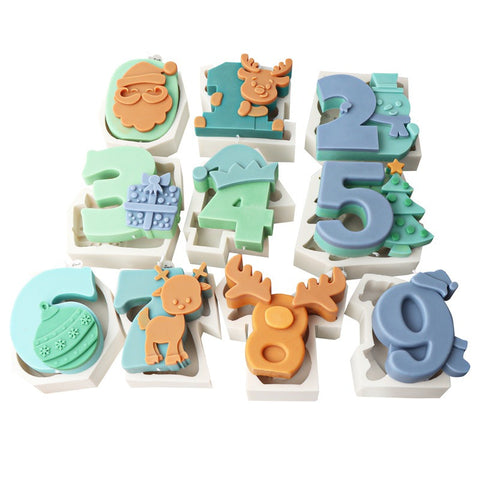 Christmas 0-9 Numbers Silicone Mold Mould Candle Epoxy Resin Soap