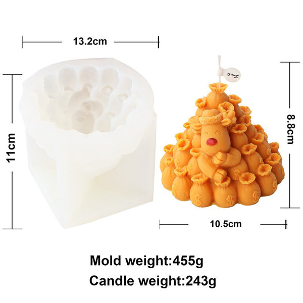 Santa Claus Snowman Reindeer Money Bags Mold Mould Candle Epoxy Resin Soap Making