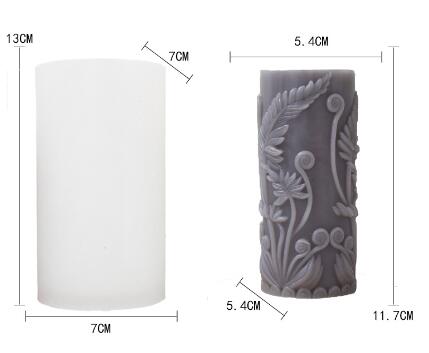 Flower Floral Embossed Column Pillar Silicone Mold Mould Candle Epoxy Resin Soap