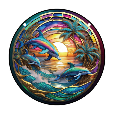 Acrylic Dolphin Suncatcher With Chain 8cm