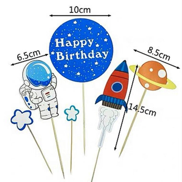 Astronaut Spaceman Rocket Cake Decoration Ornament Topper Plastic