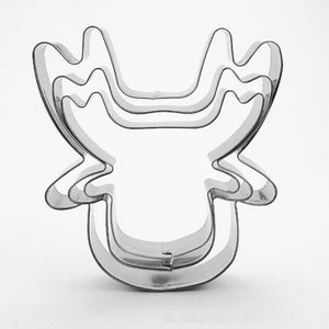 3 Pce Christmas Reindeer Cookie Biscuit Cutter Mold Stainless Steel