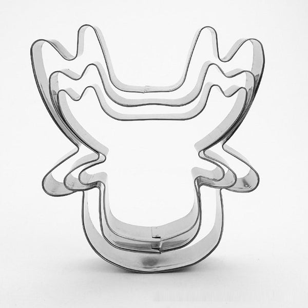 3 Pce Christmas Reindeer Cookie Biscuit Cutter Mold Stainless Steel