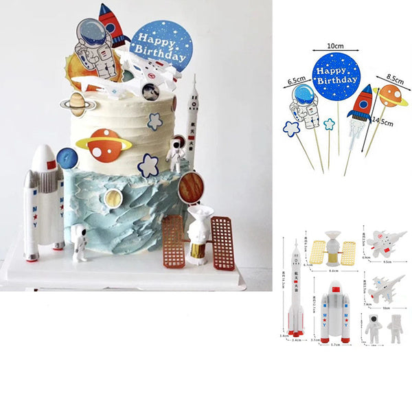 Astronaut Spaceman Rocket Cake Decoration Ornament Topper Plastic