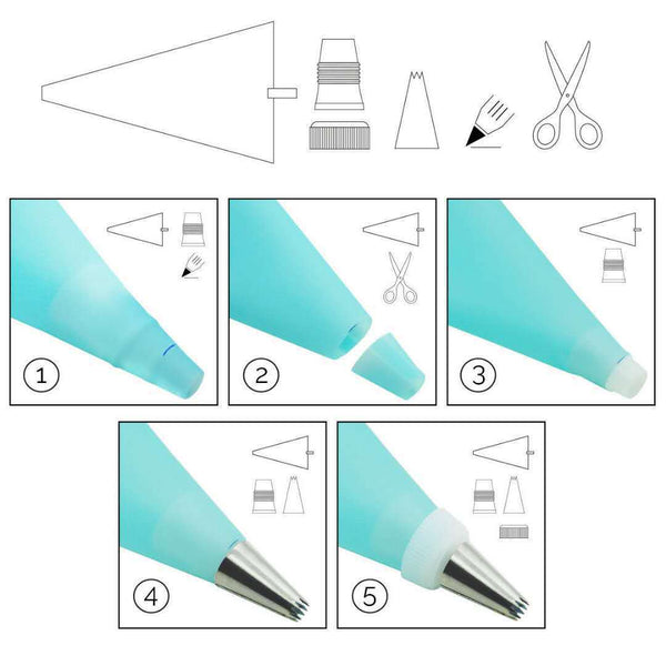 64 Pce Piping Icing Nozzles Tips Bags Pen Cake Cupcake Decorating Set