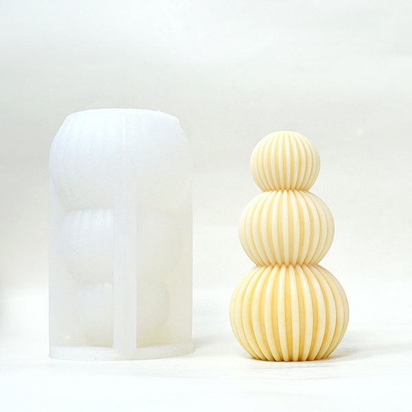 Geometric Ribbed Stacked Balls Silicone Mold Mould Candle Epoxy Resin Soap