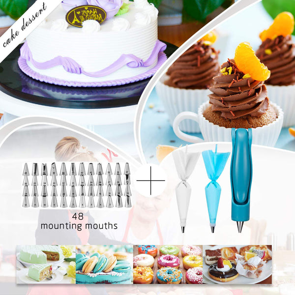 124 Pce Piping Icing Nozzles Tips Bags Turntable Scrapers Cake Cupcake Decorating