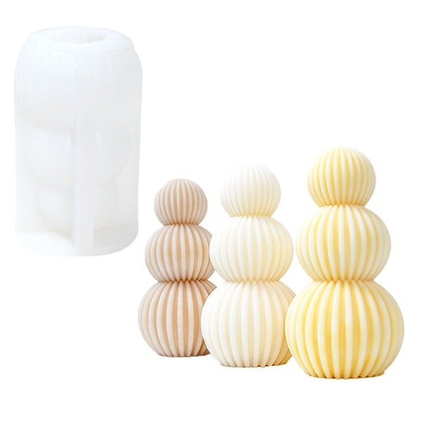 Geometric Ribbed Stacked Balls Silicone Mold Mould Candle Epoxy Resin Soap