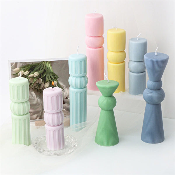 Striped Ribbed Geometric Silicone Mold Mould Candle Epoxy Resin Soap 8 Designs