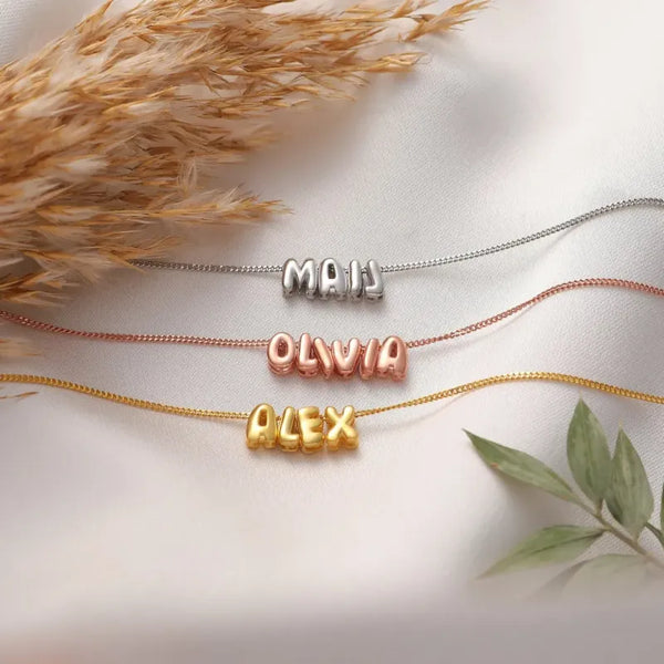Custom Name 3D Bubble Balloon Letters Necklace Fantastic Gift