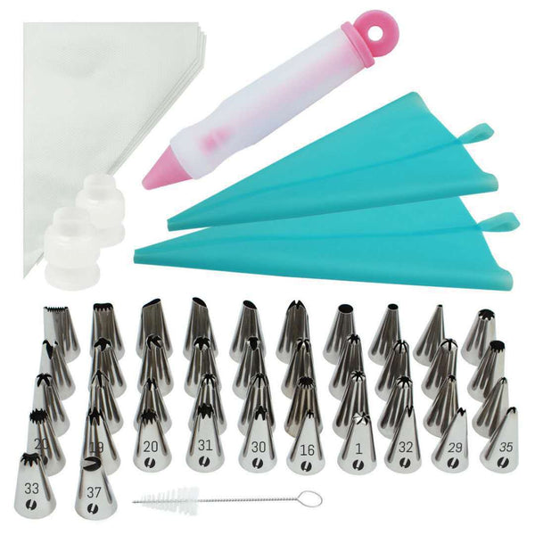 64 Pce Piping Icing Nozzles Tips Bags Pen Cake Cupcake Decorating Set