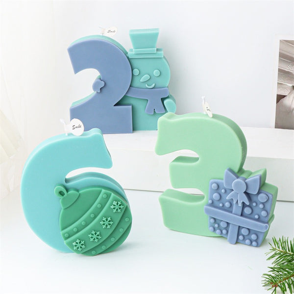 Christmas 0-9 Numbers Silicone Mold Mould Candle Epoxy Resin Soap