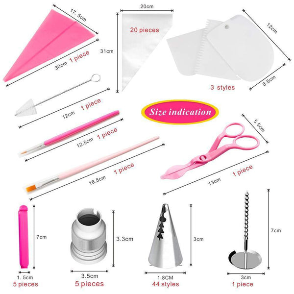 83 Pce Korean Piping Icing Fondant Cream Nozzles Tips Bags Cake Cupcake Decorating