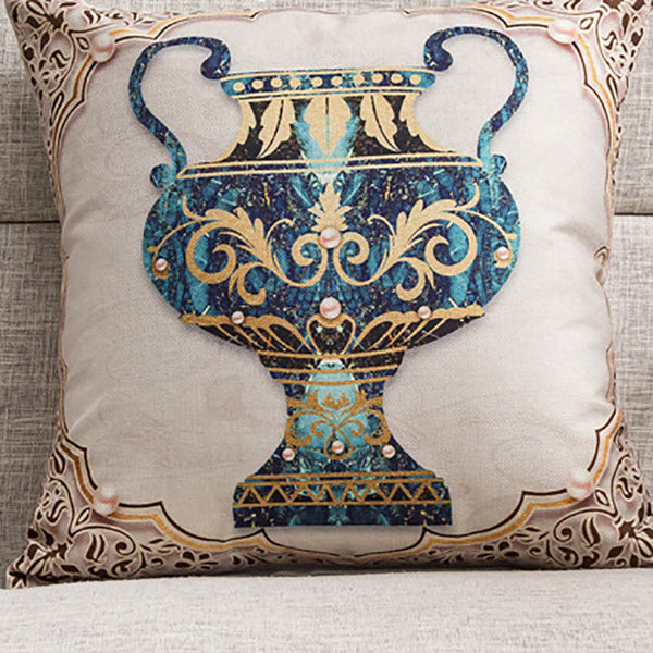 Elephant Design Linen Look Cushion Cover Square 45cm