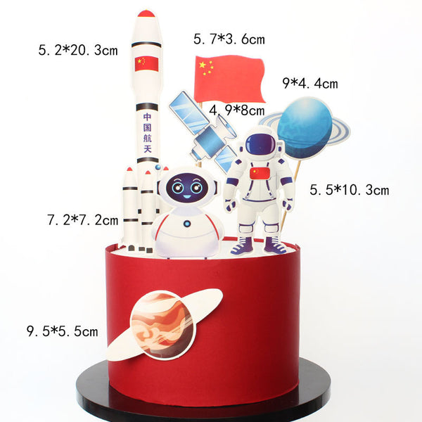 Astronaut Spaceman Rocket Cake Decoration Ornament Topper Plastic