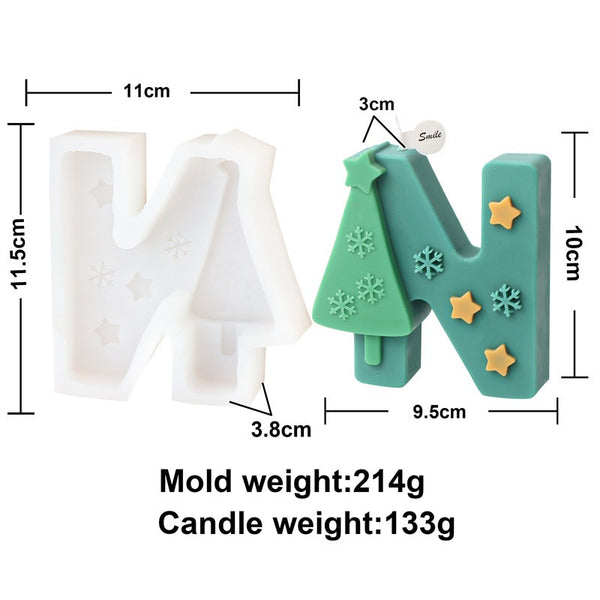 Christmas Alphabet 26 English Capital Letters Silicone Mold Mould Candle Epoxy Resin Soap