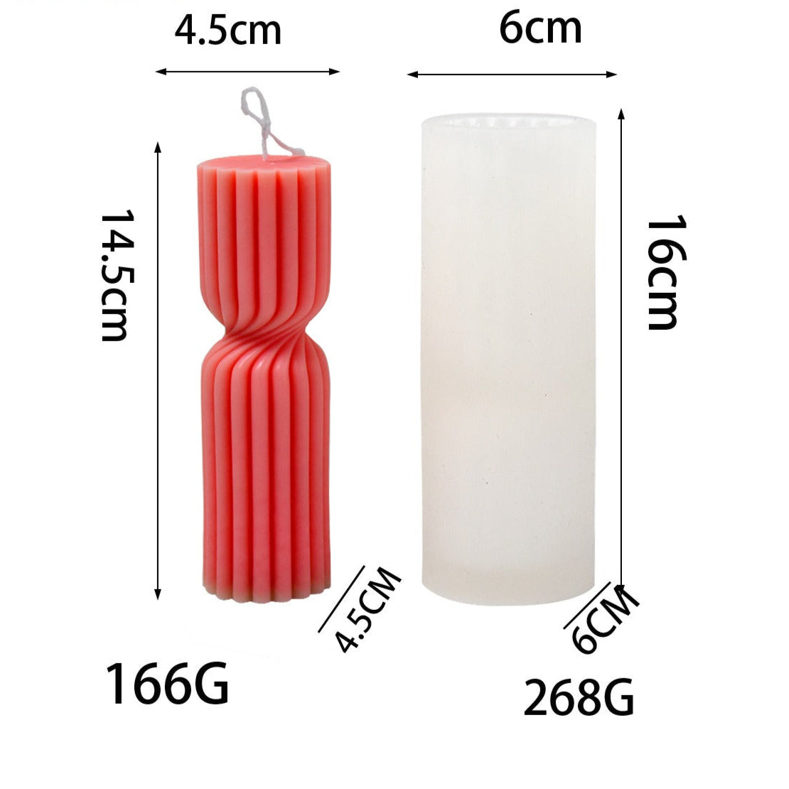 Round Spiral Striped Column Pillar Silicone Mold Mould Candle Epoxy Resin Soap