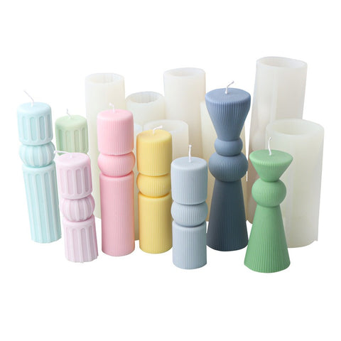 Striped Ribbed Geometric Silicone Mold Mould Candle Epoxy Resin Soap 8 Designs