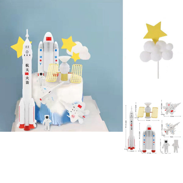 Astronaut Spaceman Rocket Cake Decoration Ornament Topper Plastic