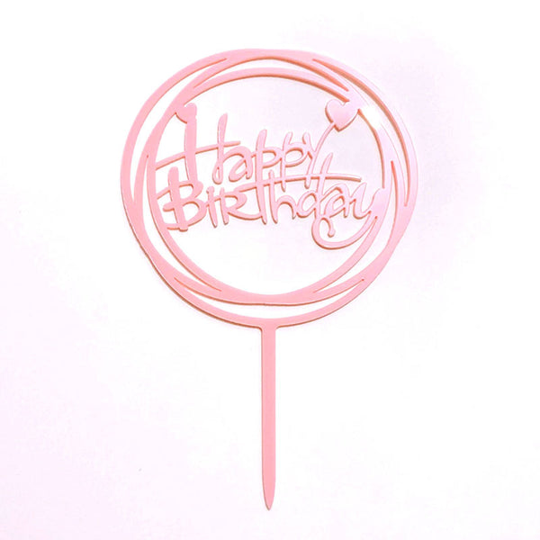 Happy Birthday Bear Heart Love Acrylic Cake Topper Decoration Black Gold Silver Pink