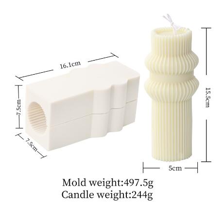 Striped Ribbed Column Pillar Silicone Mold Mould Candle Epoxy Resin Soap 4 Designs