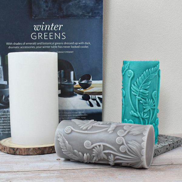 Flower Floral Embossed Column Pillar Silicone Mold Mould Candle Epoxy Resin Soap