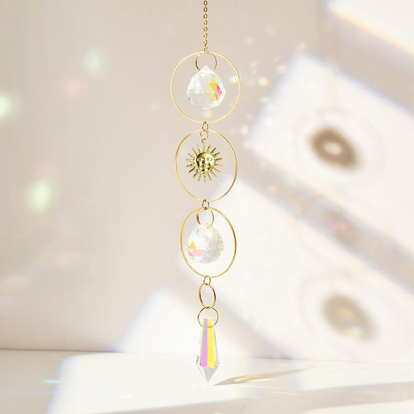 Sun Moon Star Crystal Pendant Suncatcher Sun Catcher Garden Ornament Gold Silver