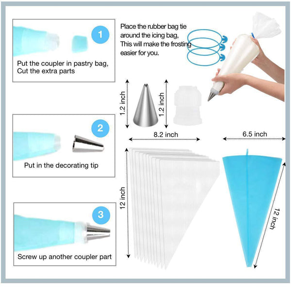 220 Pce Piping Icing Nozzles Tips Bags Turntable Scrapers Cake Cupcake Decorating