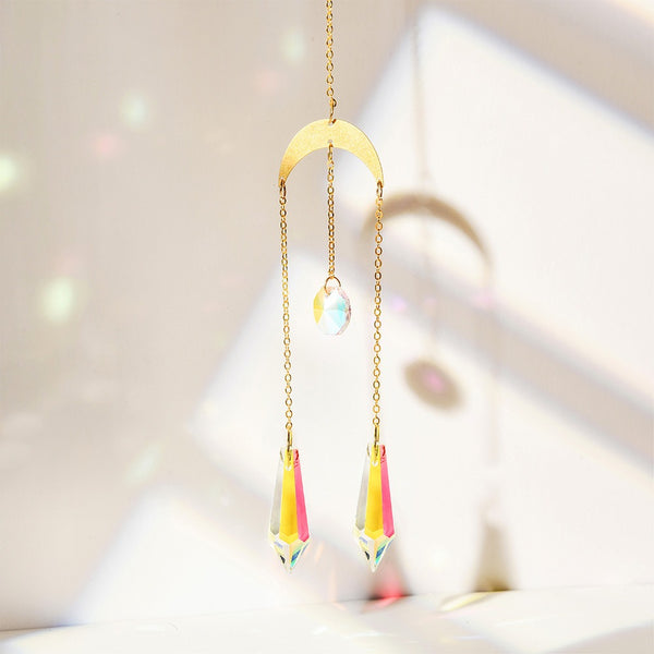 Sun Moon Star Crystal Pendant Suncatcher Sun Catcher Garden Ornament Gold Silver