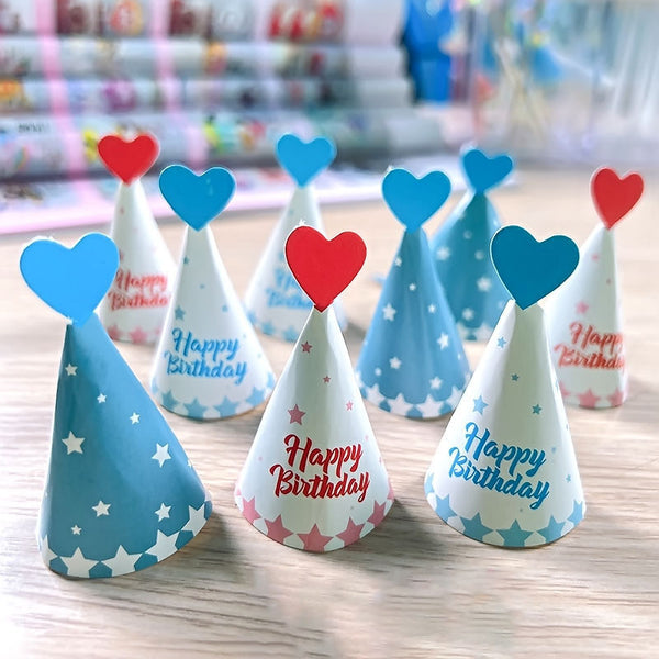 9 Pce Happy Birthday Paper Hat Cake Decoration Set